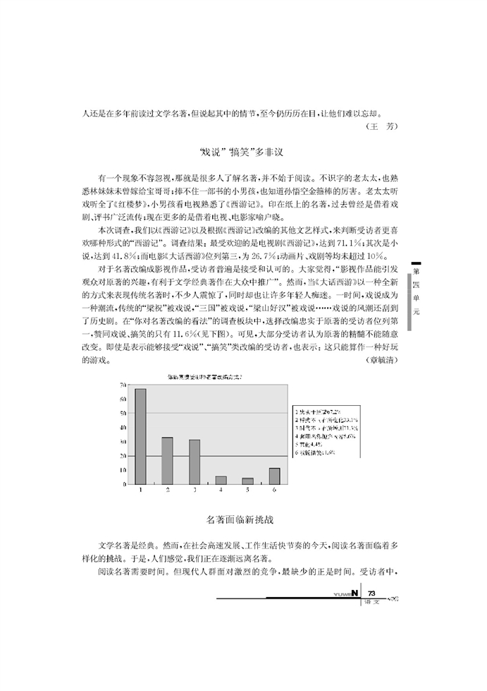 华师大版高中语文高二语文下册关于文学名著阅读的调查第2页