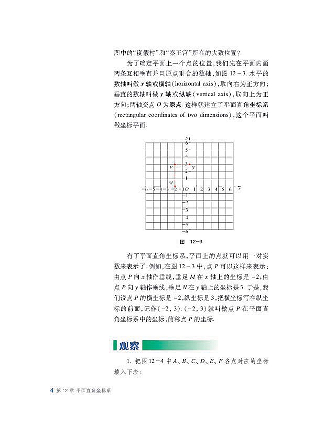 沪科版初中数学初二数学上册平面上点的坐标第1页