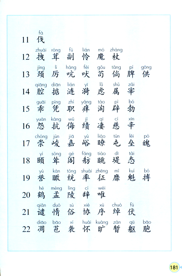 人教版四年级语文上册生字表（一）第1页