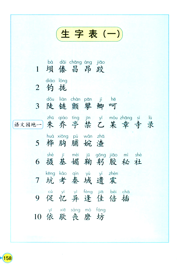 人教版三年级语文上册生字表（一）第0页