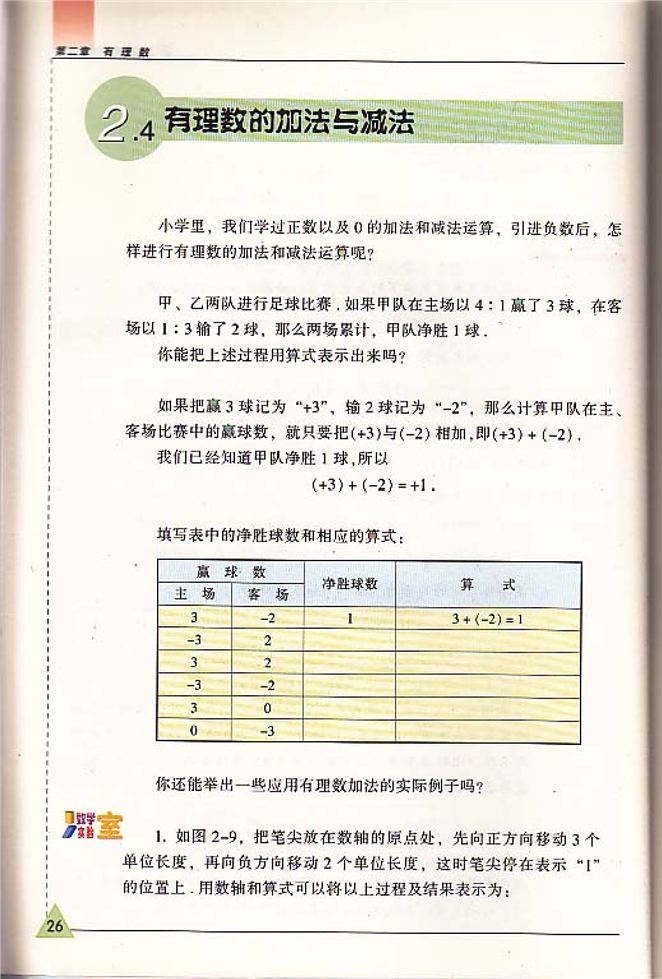 苏科版初中初一数学上册有理数的加法与减法第0页