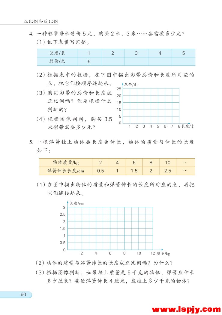 苏教版六年级数学下册六 正比例和反比例第4页
