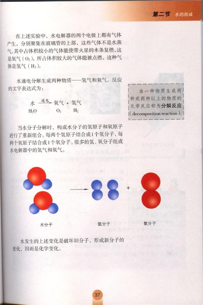 鲁教版初中化学初三化学下册水的组成第1页