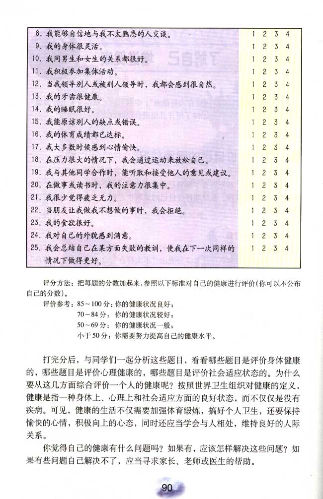 2013部编版八年级生物下册第一节 评价自己的健康状况第0页