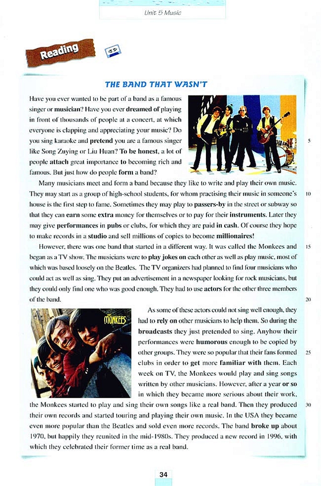人教版高一英语必修二(2004)Unit 5 Music第1页