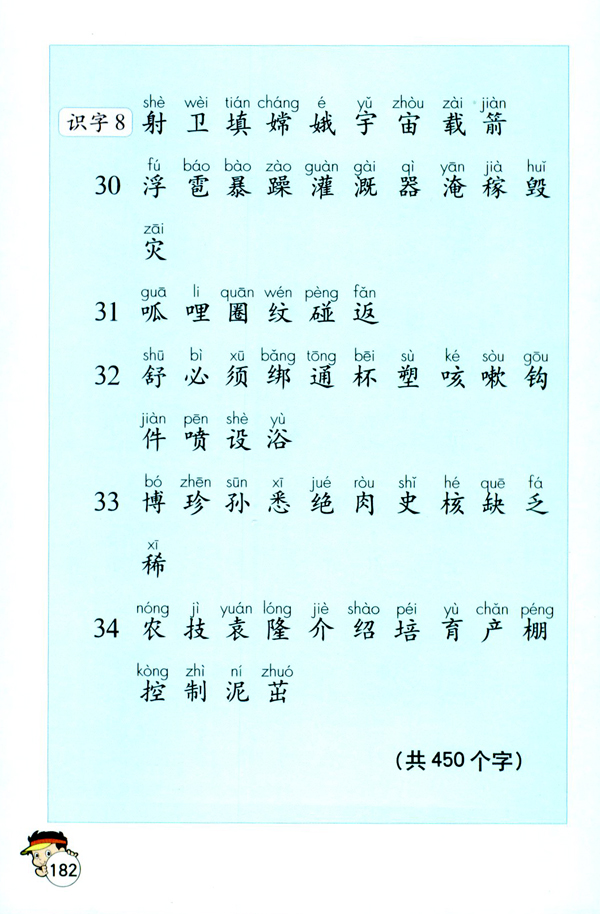 人教版二年级语文上册生字表（一）第5页