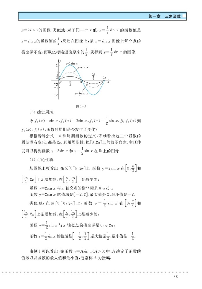 北师大版高中高二数学必修4函数图像第1页