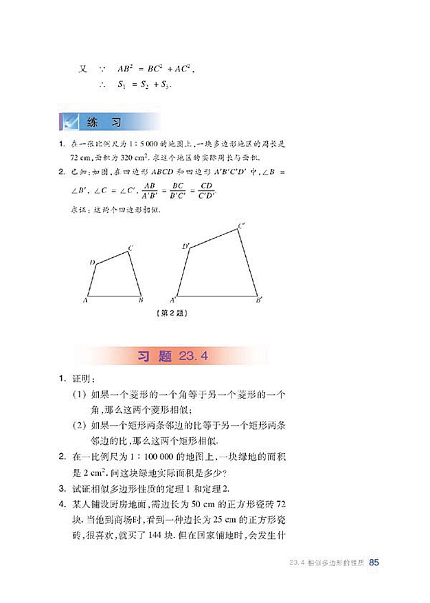 沪科版初中数学初三数学上册相似三角形的性质第7页