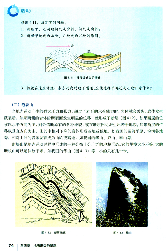 人教版高一地理必修1褶皱山、断块山与火山第0页