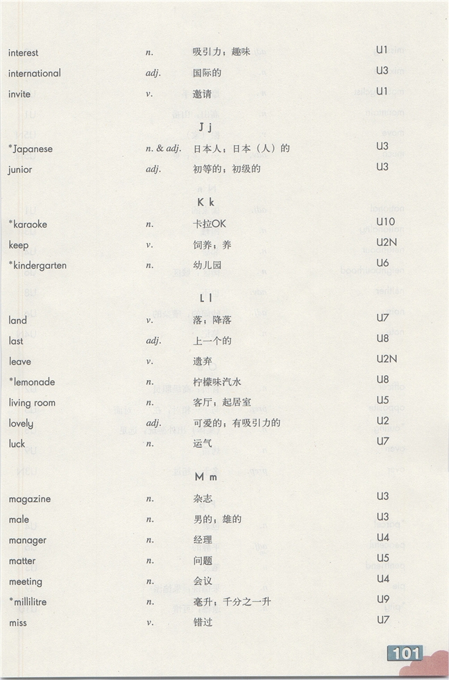 牛津上海版初中英语初一英语上册Word list第6页