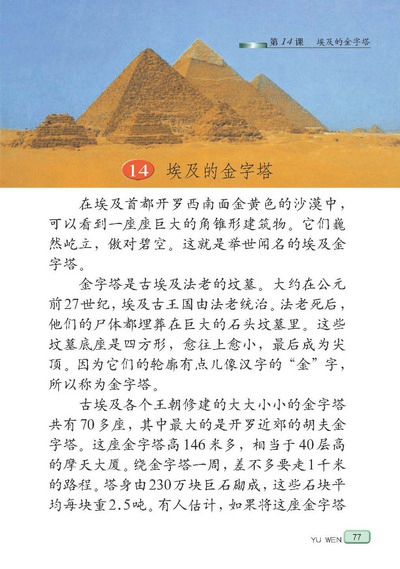 苏教版小学五年级语文下册埃及的金字塔第0页