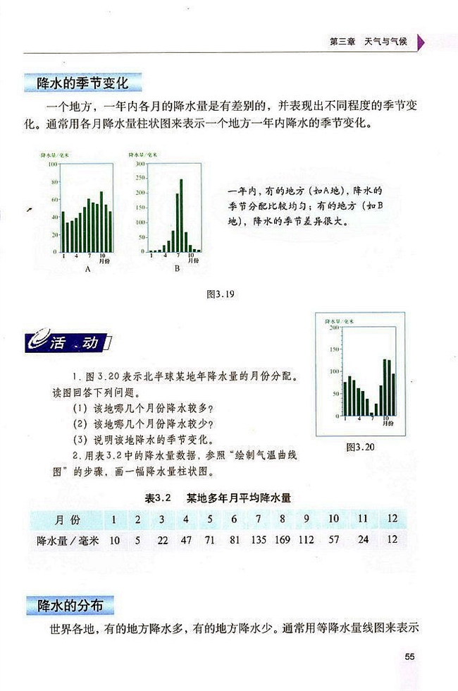 人教版初中地理初一地理上册降水和降水的分布第2页