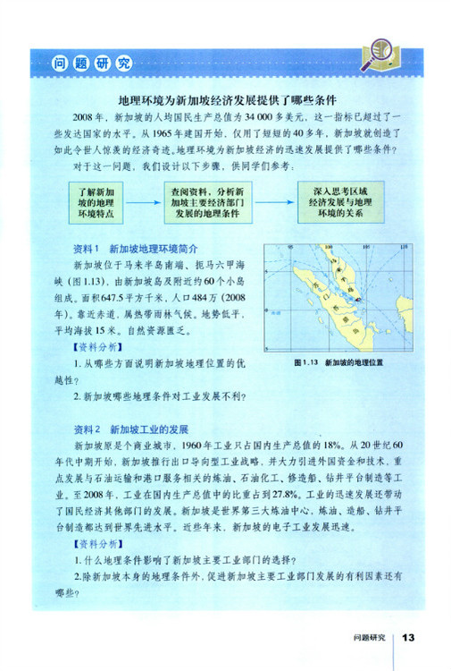 人教版高二地理必修3问题研究 地理环境为新加坡经济发展提供了哪些条件第0页