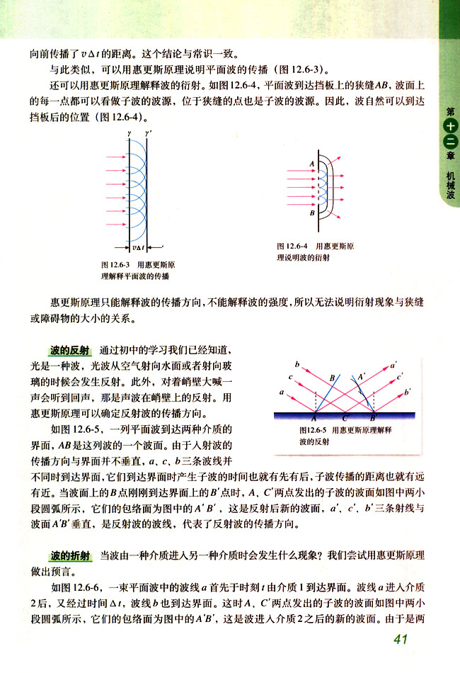 人教版高三物理选修3-4波的反射和折射第1页