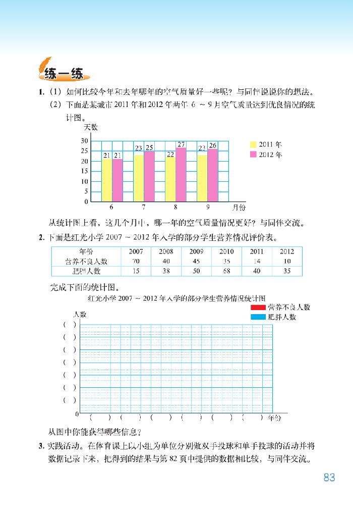 北师大版五年级数学下册八 数据的表示和分析第1页