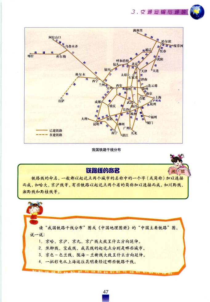 沪教版初中地理初一地理下册交通运输与通信第6页