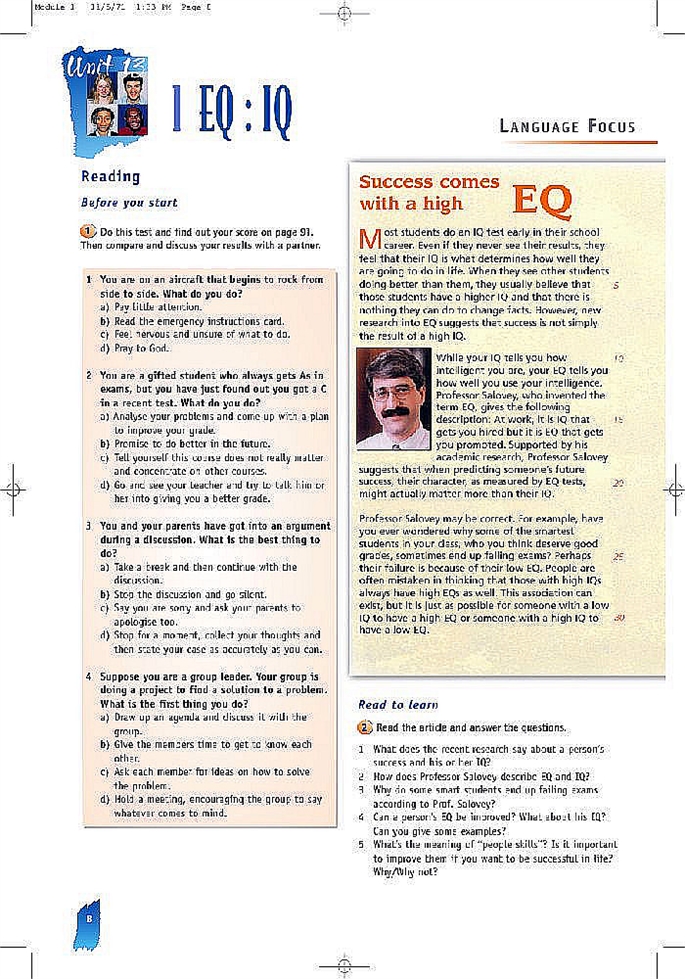北师大版高中高三英语必修5Lesson 1 EQ：IQ第0页