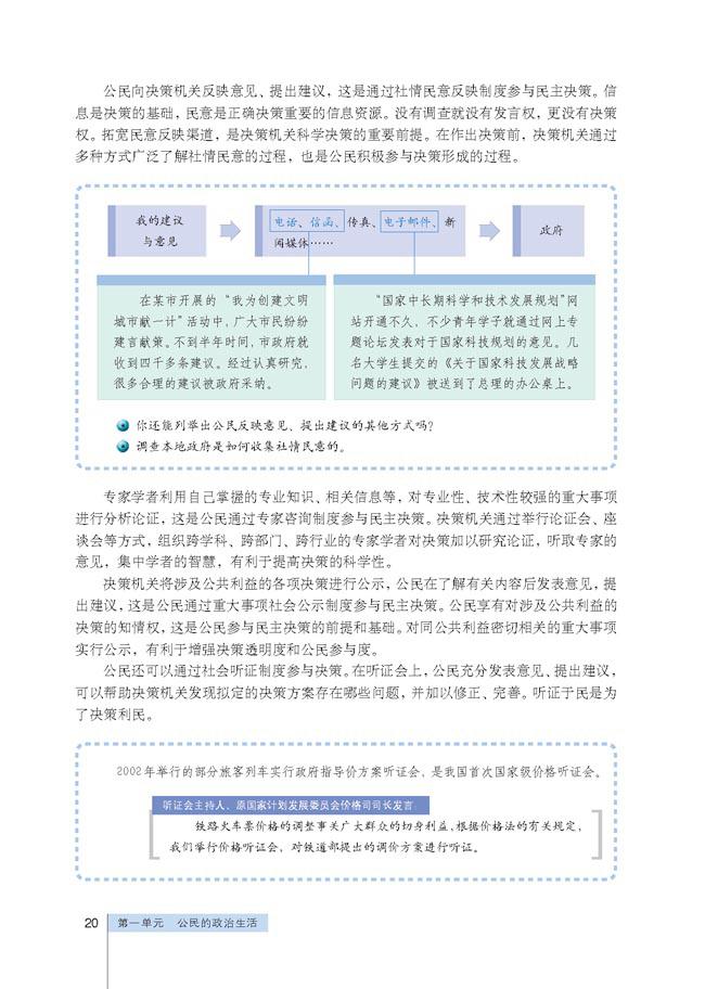 人教版高一思想政治必修2(政治生活)参与民主决策的多种方式第0页