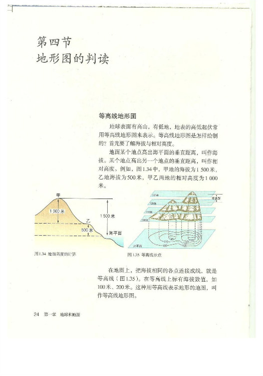 2012部编版七年级地理上册等高线地形图第0页