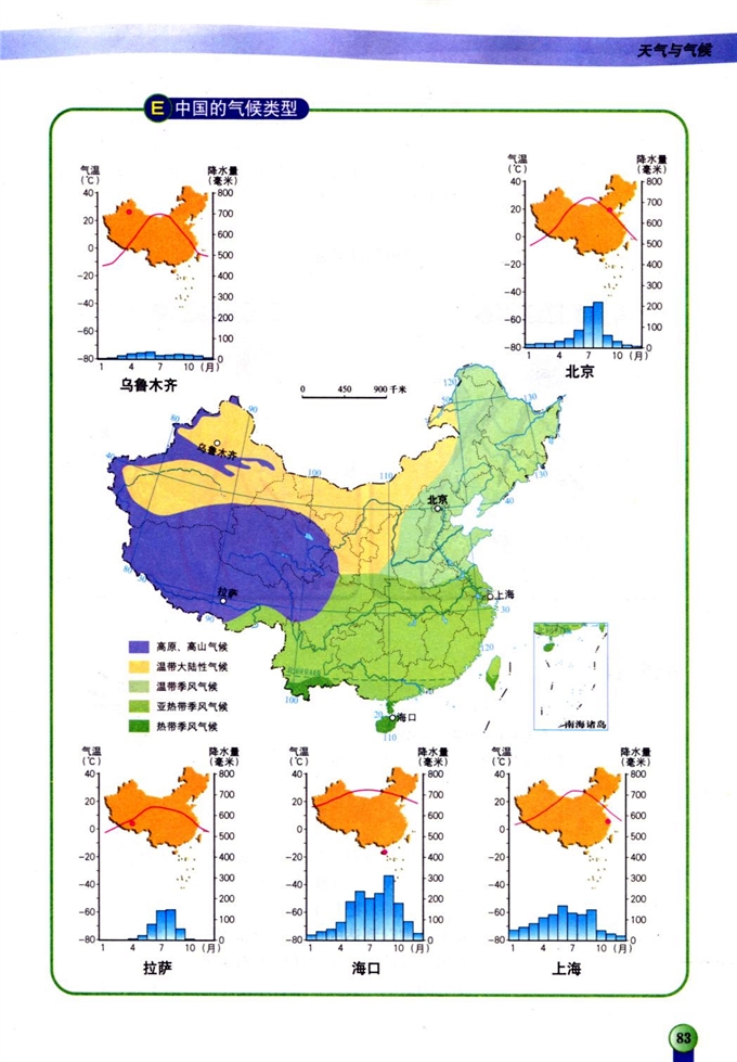 中图版初中地理初一地理上册天气与气候第4页