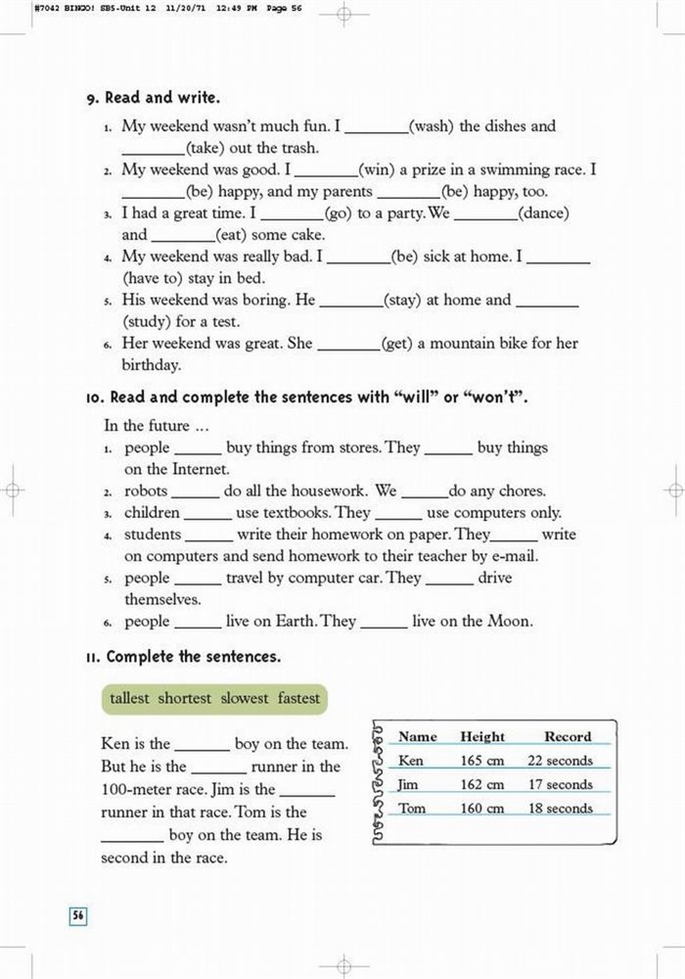 北师大版小学六年级英语下册Review 3第3页