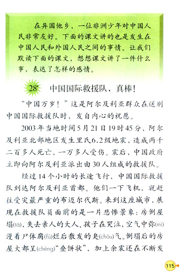 人教版三年级语文下册28*.中国国际救援队，真棒！第0页