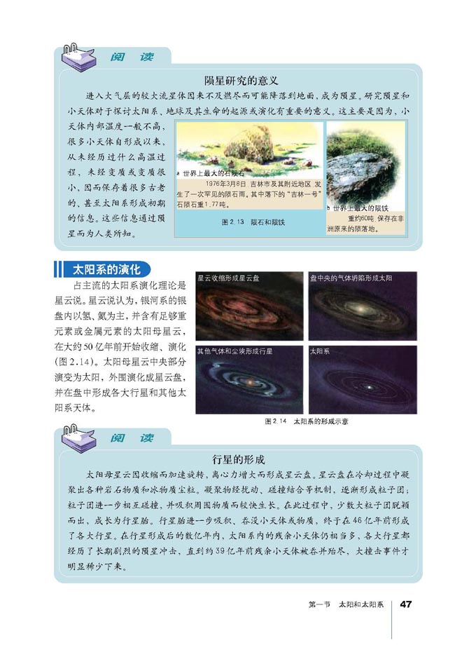 人教版高三地理选修1(宇宙与地球)太阳系的演化第0页