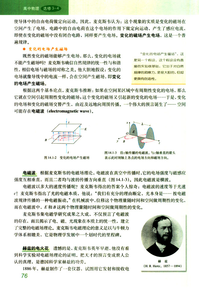 人教版高三物理选修3-4赫兹的电火花第0页