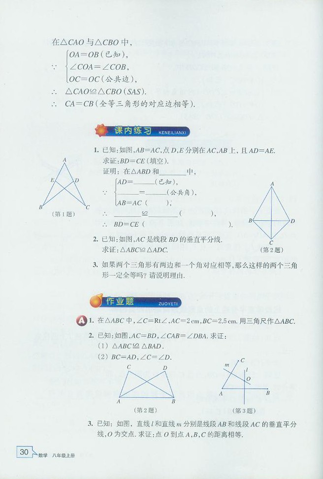 浙教版初中数学初二数学上册三角形全等的判定第5页
