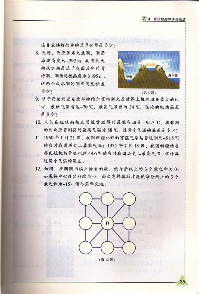 苏科版初中初一数学上册有理数的加法与减法第9页