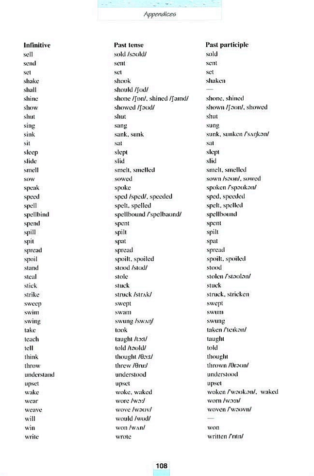人教版高二英语必修四(2007)Irregular verbs 不规则动词第2页