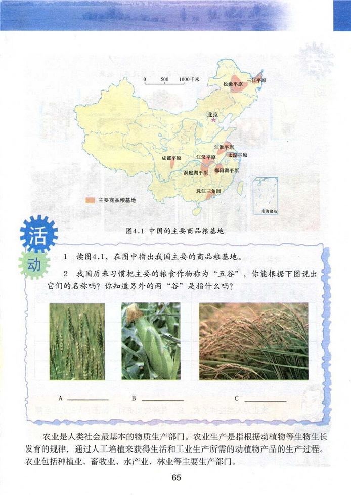 粤教版初中地理初二地理上册因地制宜发展农业第1页