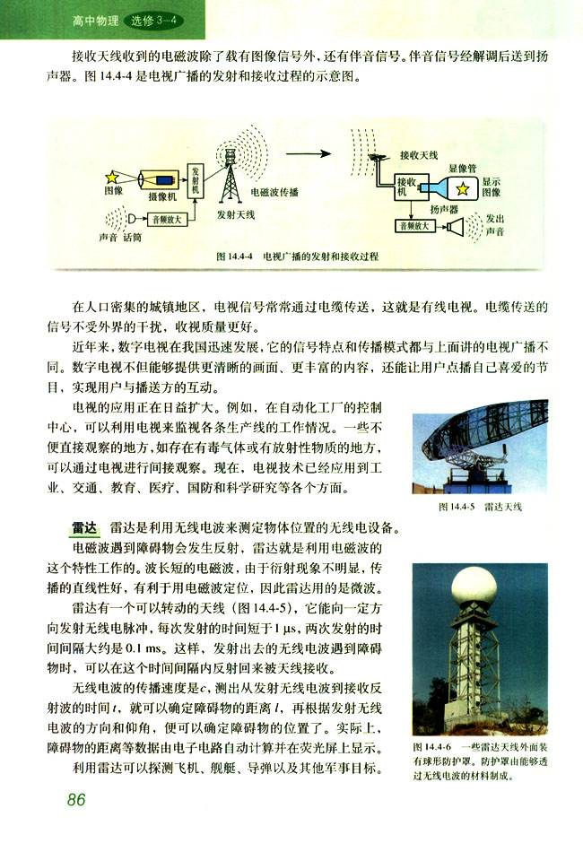 人教版高三物理选修3-4电视 雷达 移动电话第1页