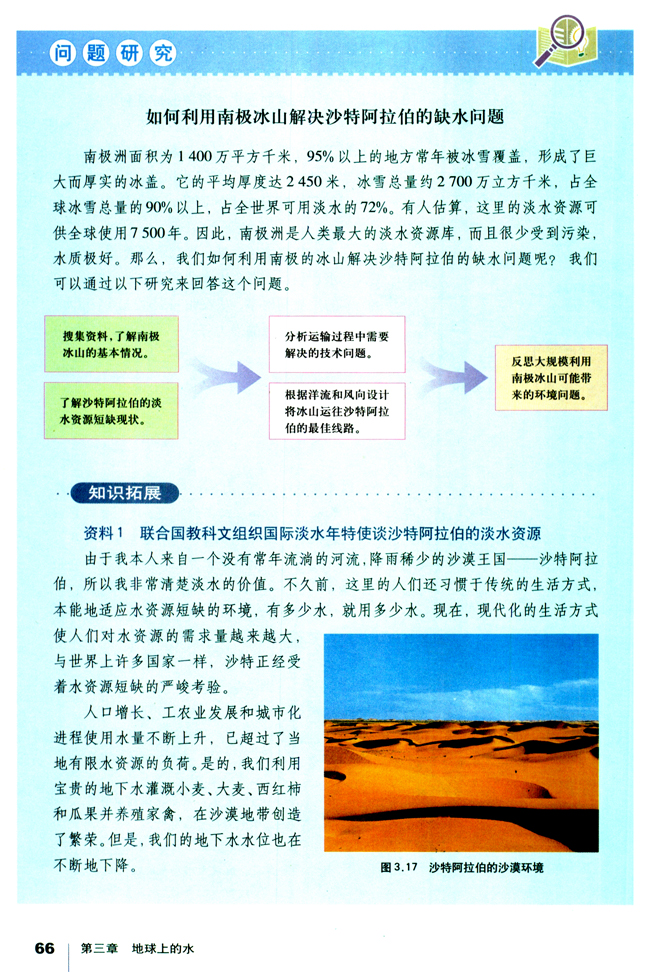 人教版高一地理必修1问题研究 如何利用南极冰山解决沙特阿拉伯的缺水问题第0页