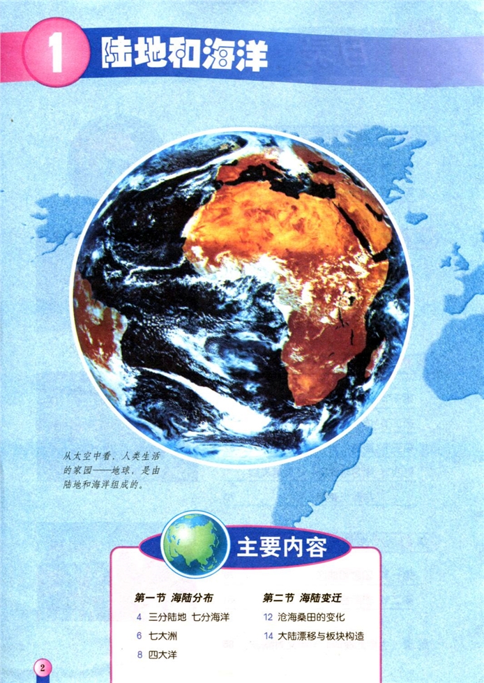 中图版初中地理初二地理上册陆地和海洋第0页