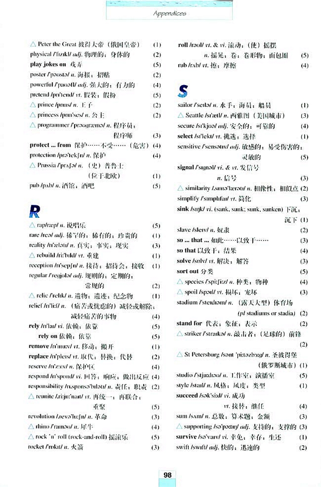 人教版高一英语必修二(2004)Vocabulary(词汇表)第4页