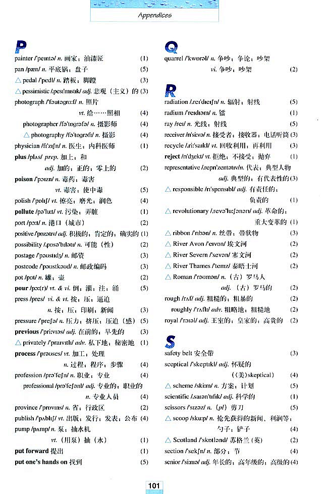 人教版高三英语必修五(2007)Vocabulary(词汇表)第4页