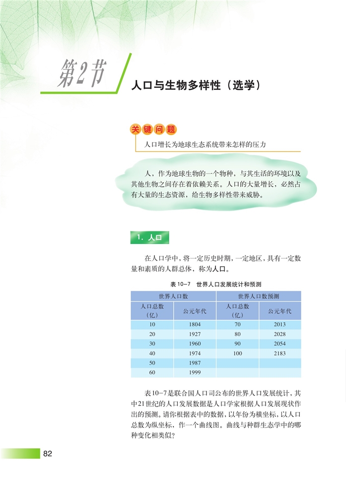 沪科版高中高三生命科学生命科学（第三册）人口与生物多样性第0页