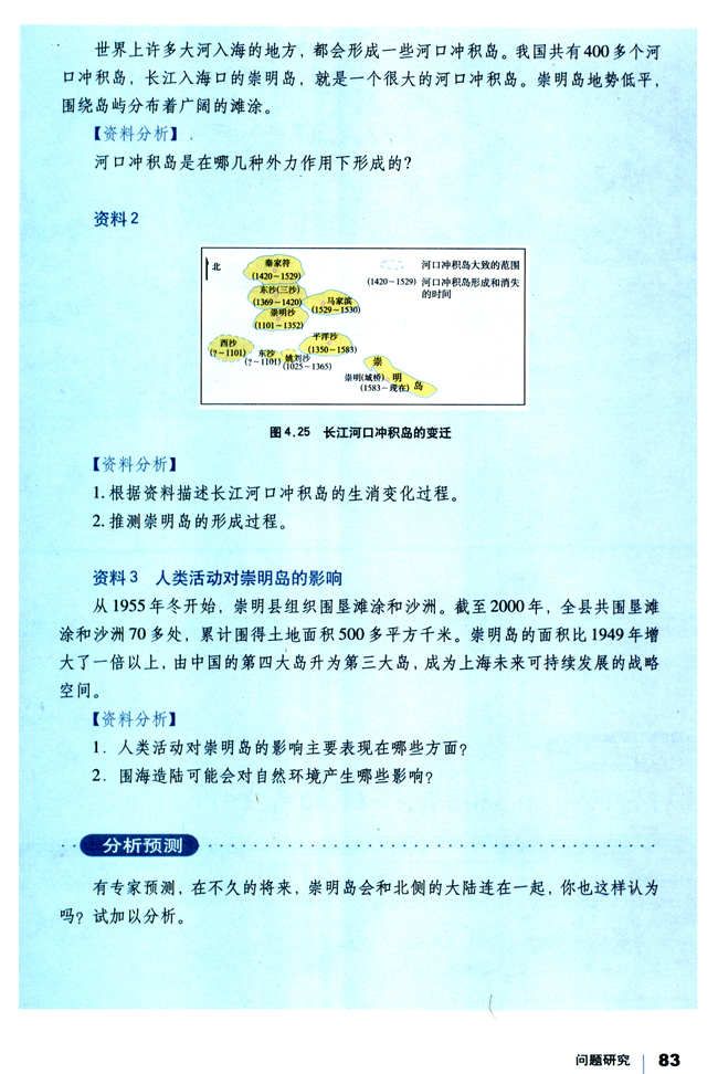 人教版高一地理必修1问题研究 崇明岛的未来是什么样子第1页