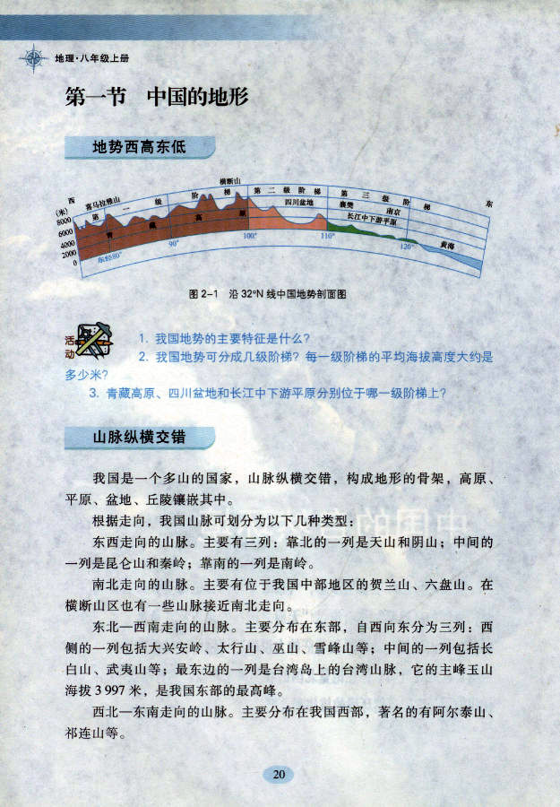 湘教版初中地理初二地理上册中国的地形第0页