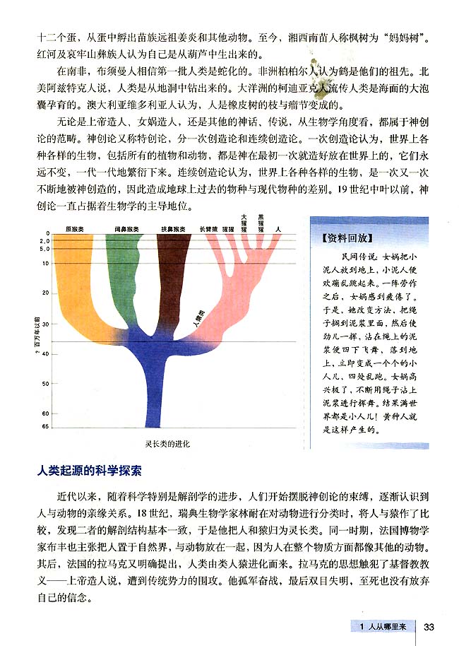 人教版高三历史选修五第1课 人从哪里来第1页