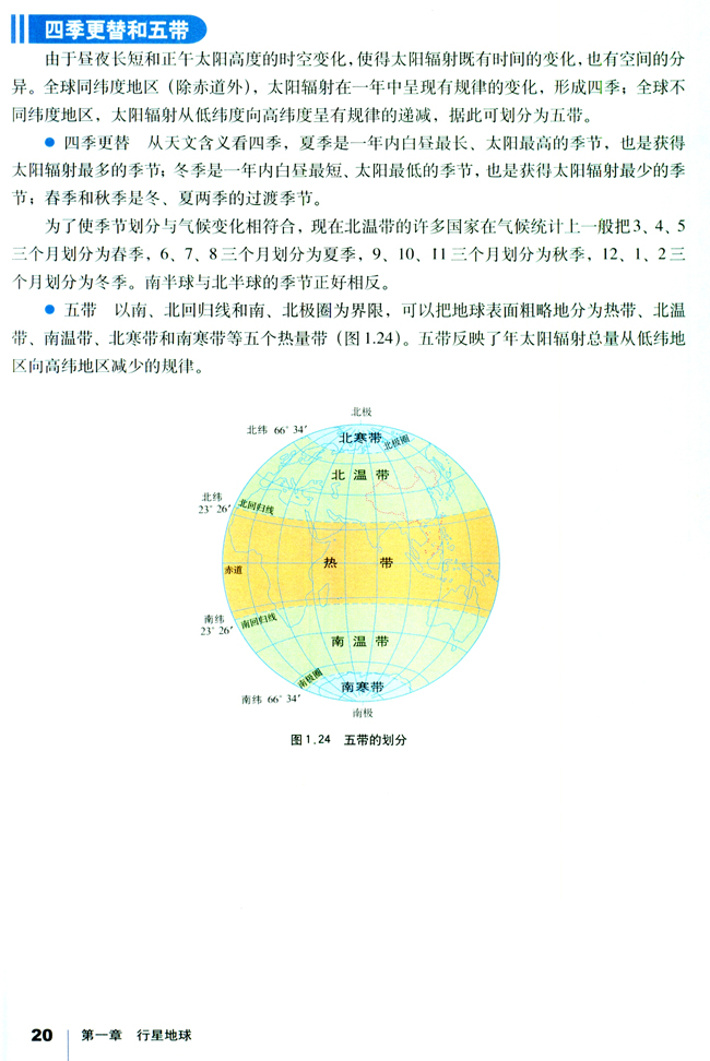 人教版高一地理必修1四季更替和五带的划分第0页