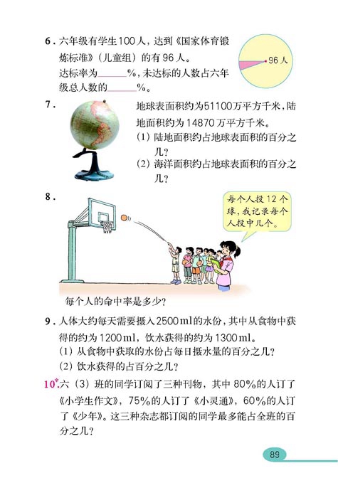 人教版小学六年级数学上册百分数第12页