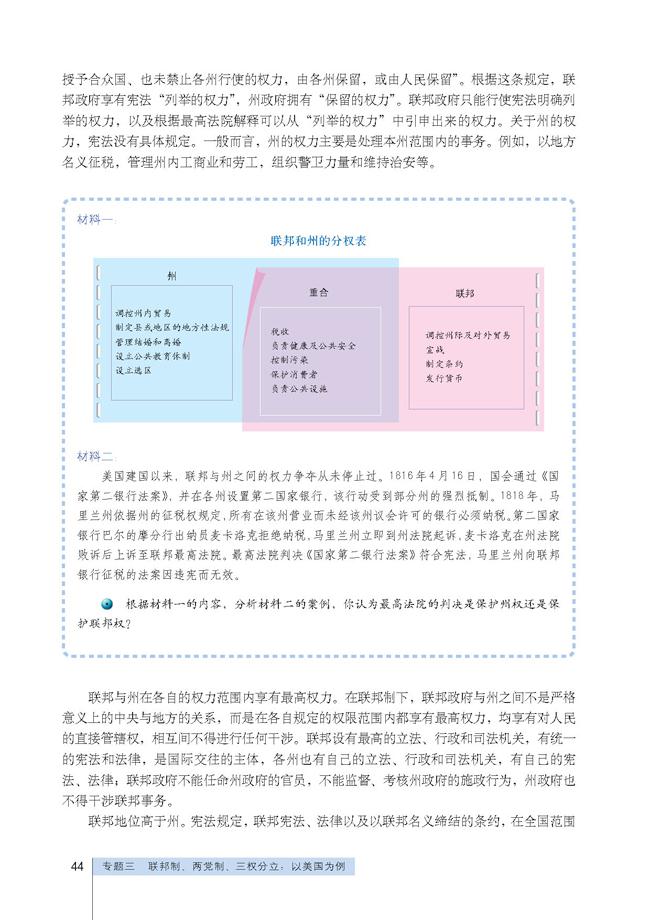 高三思想政治选修3(国家和国际组织常识)美国联邦制的特点第0页