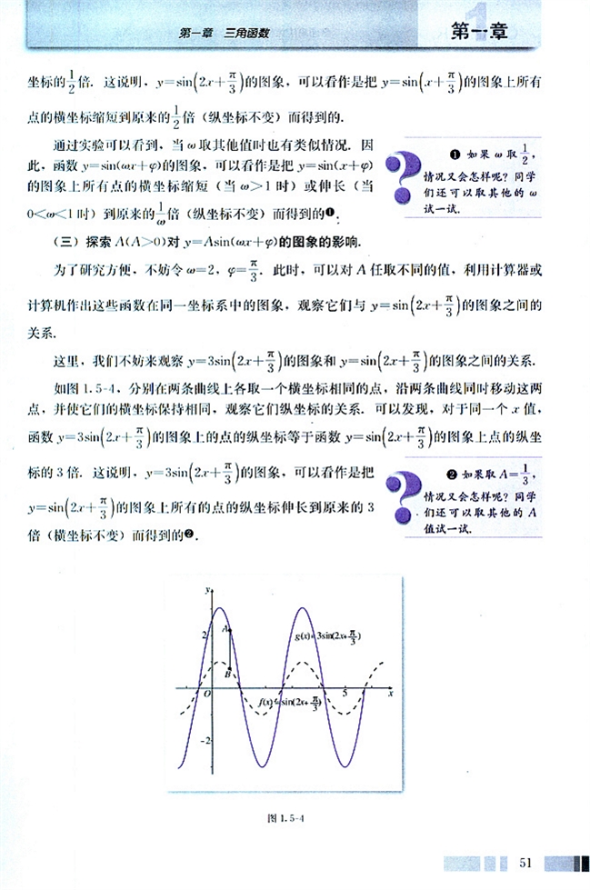人教版高二数学必修四(2004A版)1.5 函数y=Asin(ωx+φ)的图像第2页