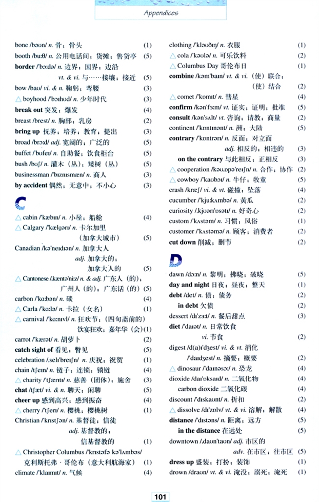 人教版高二英语必修三(2004)词汇表-Vocabulary第1页