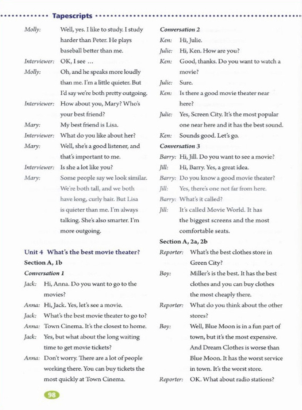 部编版八年级英语上册Tapescripts第3页