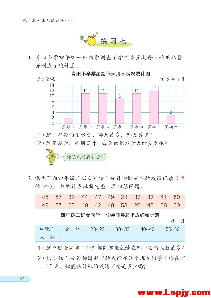 苏教版四年级数学上册四 统计表和条形统计图（一）第4页