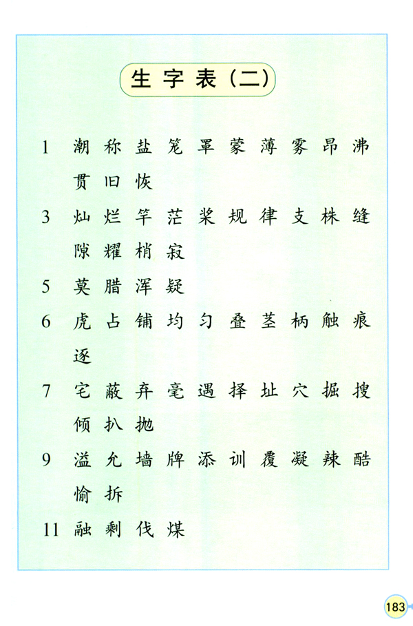 人教版四年级语文上册生字表（二）第0页