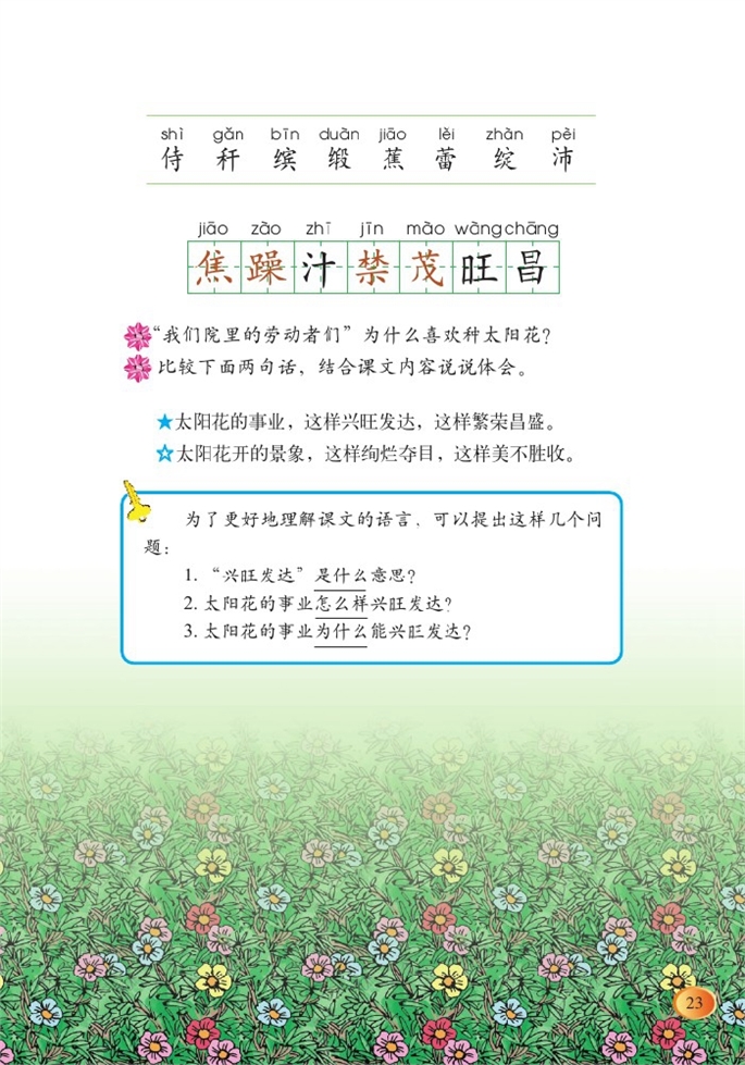 北师大版小学四年级语文下册种一片太阳花第2页